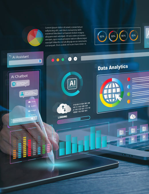 Employee doing data analytics on screen